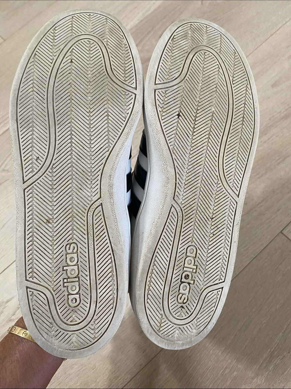 Classic Adidas Neo Cloud Foam Leather Sneakers White Black Stripes 8.5 - Picture 4 of 6